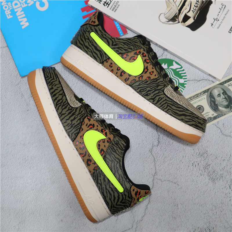 专柜正品耐克NIKE Air Force1 AF1棕绿拆卸魔术贴板鞋 DM5329-200-图0