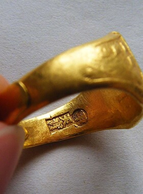 清末民国 甲 天宝 天 足赤 福 自由 蝴蝶金色戒指复古老戒指环