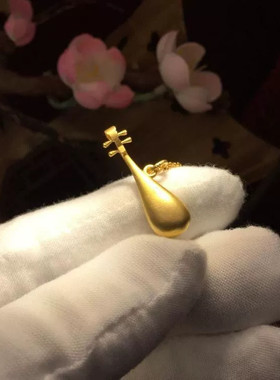 传承古典古法金色宫廷唐风琵琶时尚复古吊坠项链气质百搭送礼