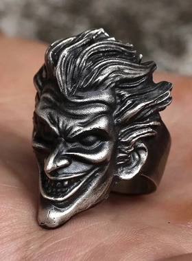 欧美潮流暗黑风坏笑小丑开口指环