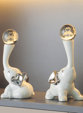 大象水晶球摆件客厅酒柜装饰品