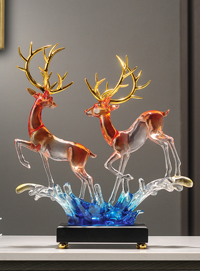 风生水起招财鹿摆件客厅酒柜装饰