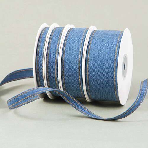 双面跳线牛仔织带DIY蝴蝶结发饰服装辅料缎带宠物用品装饰丝带 - 图0