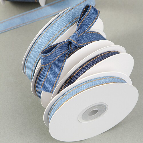 双面跳线牛仔织带DIY蝴蝶结发饰服装辅料缎带宠物用品装饰丝带 - 图2