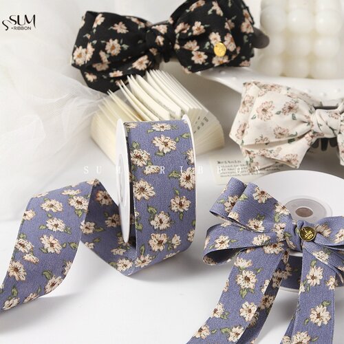 双面DIY发饰小蔷薇碎花辅料织带服饰家居布艺装饰配饰印花丝带 - 图0