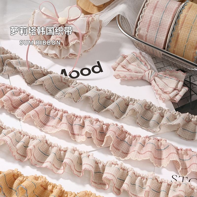 芽边皱褶格子花边辅料织带家居服装裙边DIY蝴蝶结带花束礼盒丝带,淘宝优惠券,粉丝福利购,淘宝优惠卷