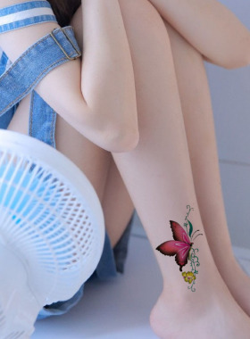 彩色蝴蝶女款锁骨脚踝暂时性防水纹身贴纸仿真持久套装一套10张包