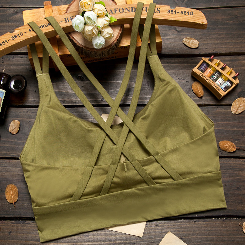 美背性感交叉带薄款运动防震文胸 柯莲丝文胸