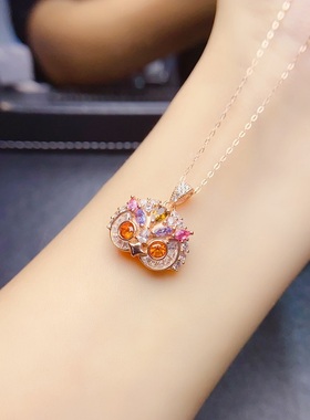 猫头鹰天然宝石吊坠小红书爆款