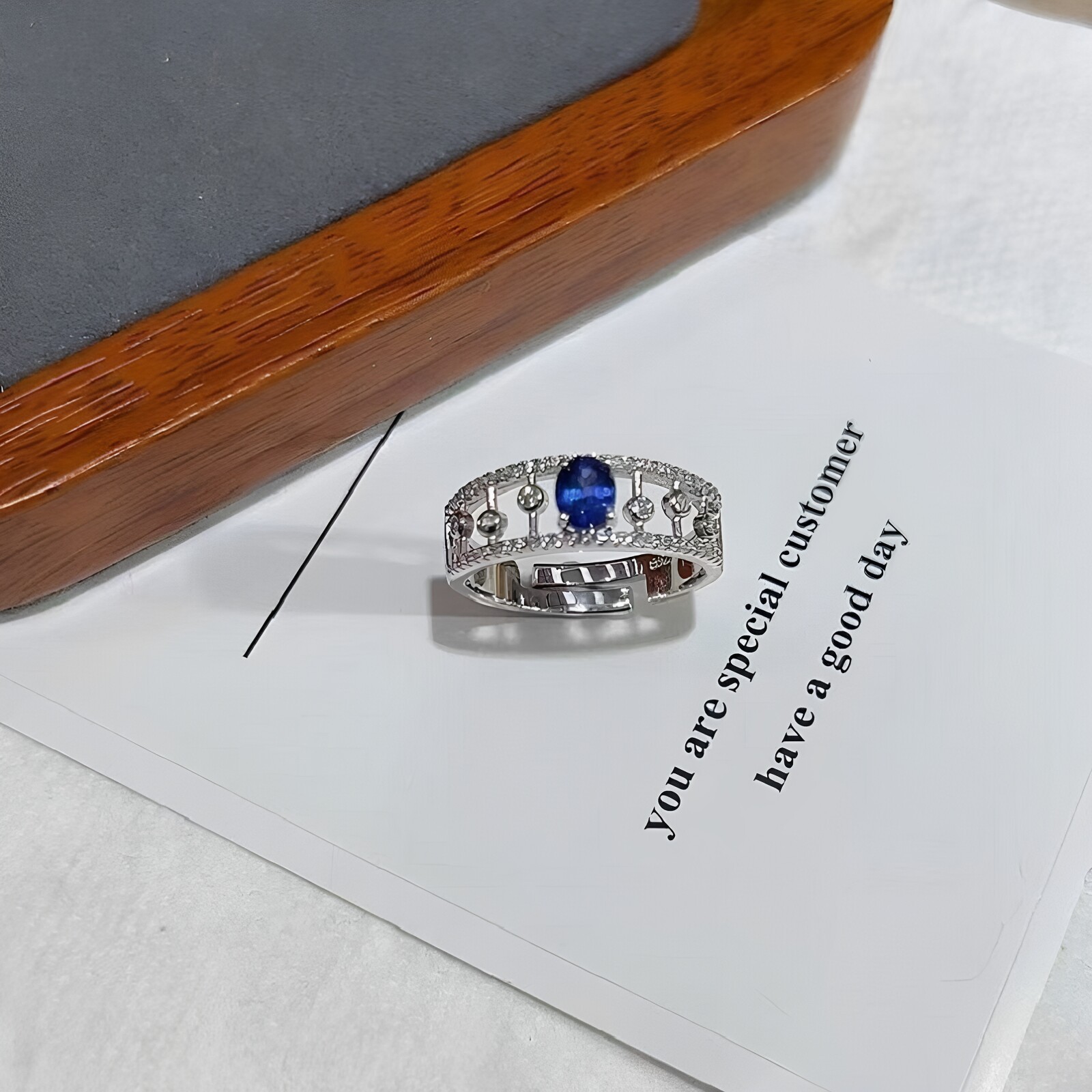 Natural sapphire women's ring dream catcher open ring