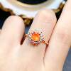 Winter Warm Sun Natural Fire Opal Sunflower Girl Ring