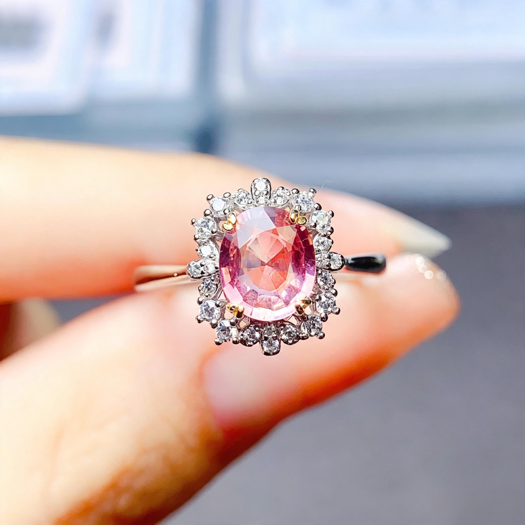Natural tourmaline sterling silver women's ring
