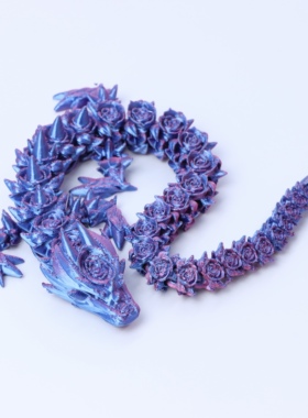 PLA中国风玫瑰龙3D打印龙可动