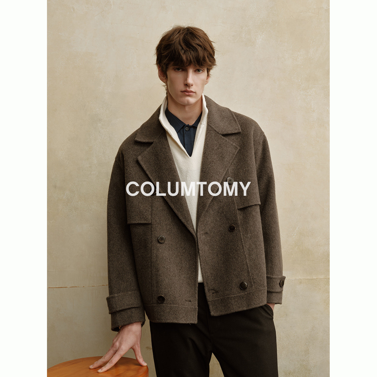 翻领短款毛呢男士2025秋冬季新款呢大衣高级含绵羊毛外套保暖加厚,淘宝优惠券,粉丝福利购,淘宝优惠卷