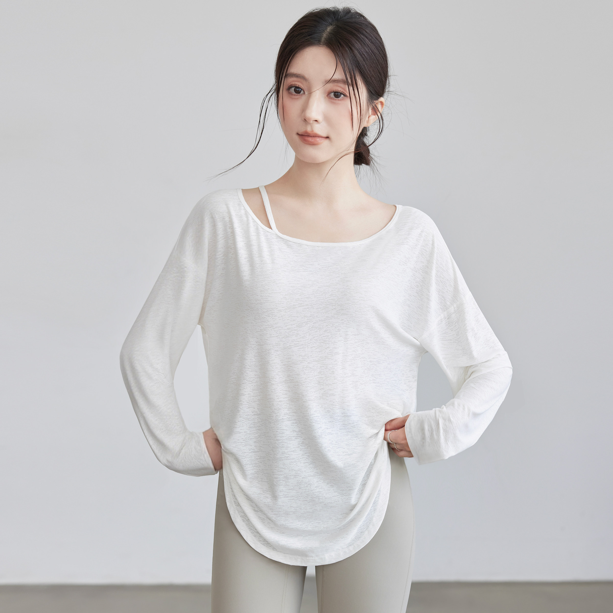 VOJ透气瑜伽服罩衫薄宽松显瘦运动上衣普拉提跑步健身训练长袖新,淘宝优惠券,粉丝福利购,淘宝优惠卷