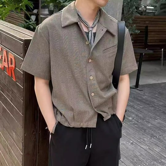 Freshclean streamer drawstring houndstooth shirt