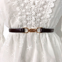 Belt woman 2023 new decoration genuine leather fine black 100 matching skirt with dress for waist small leather strap shirt dress