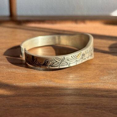 千凤银足银999竹影纯银手镯