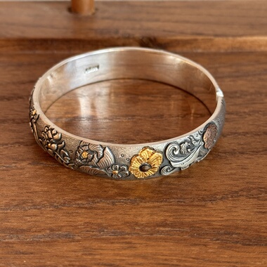 千凤银足银999牡丹花富贵之气