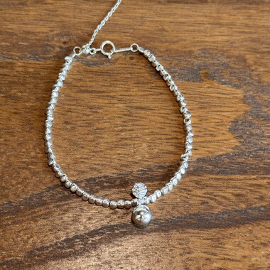 千凤银足银999铃铛吊坠小众手链