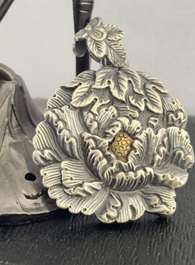 999 999足银牡丹复古民族风纯银吊坠女款