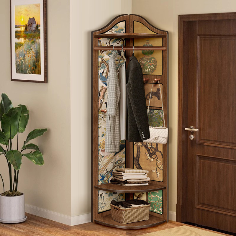 中古风卧室衣帽架转角置物架墙角落地摆件床头装饰架床边柜放衣服,淘宝优惠券,粉丝福利购,淘宝优惠卷