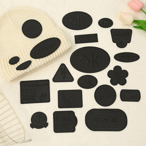 黑色布贴无痕修补羽绒服补丁贴刺绣自粘免缝衣服破洞皮衣T恤裤子 - 图1