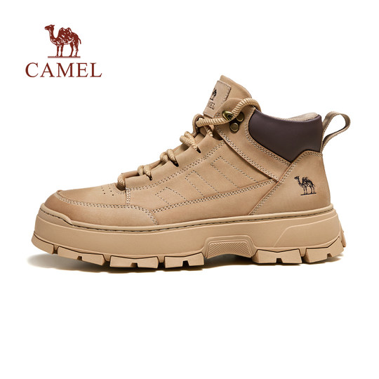 骆驼马丁靴男2025年秋冬真皮高帮鞋加绒加厚底英伦棉鞋户外工装靴
