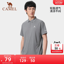 Camel Outdoor Polo Shirt Man 2023 Spring Summer Official New Turn Collar Breathable Short Sleeve T-Shirt Pure Color Clothes Blouse