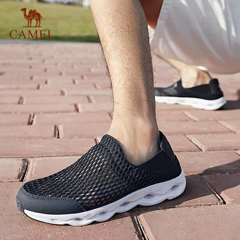 骆驼户外夏季透气男士凉鞋网鞋一脚蹬爸爸鞋休闲网面运动溯溪鞋女