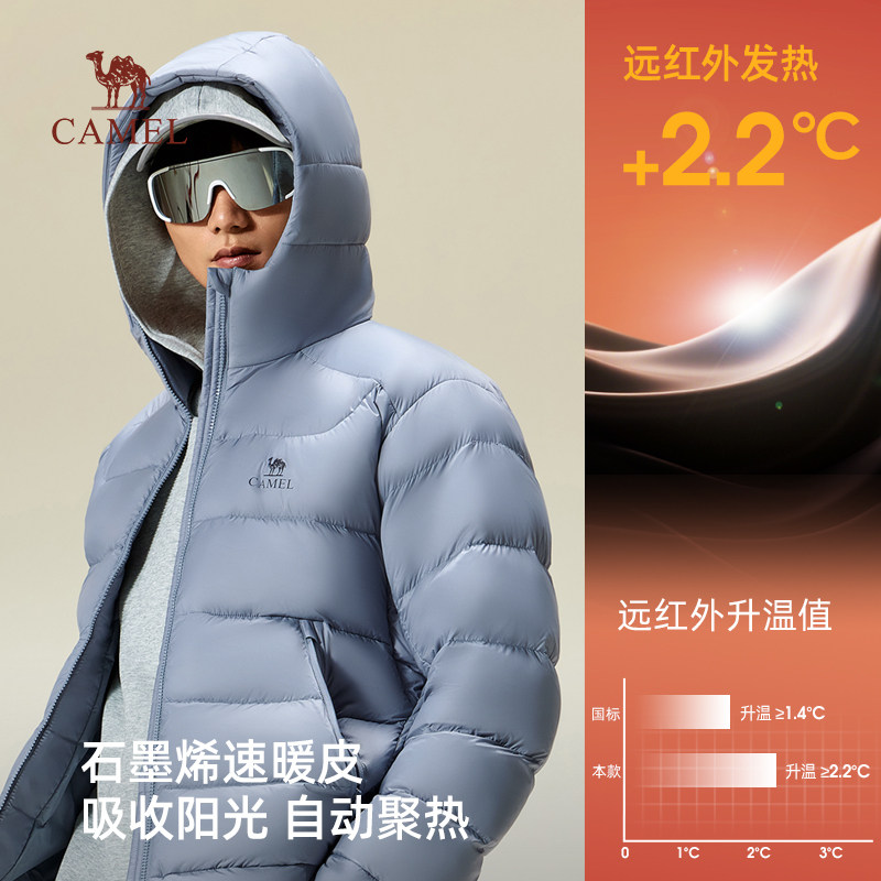 骆驼男装排骨羽绒服男秋冬季轻薄款2025连帽鹅绒服保暖外套,淘宝优惠券,粉丝福利购,淘宝优惠卷