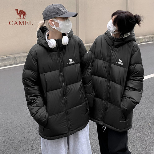 骆驼火焰山羽绒服防泼水白鸭绒男女款加厚防寒冬季面包服男装外套 - 图0