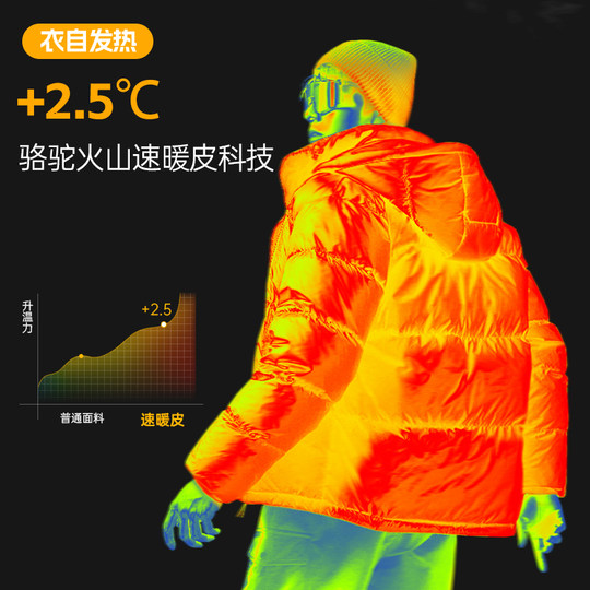 Camel Volcano 656 Daunenjacke Herren Winter 2025 mit Kapuze, verdicktes Paar, schwarze Brot-Herrenjacke