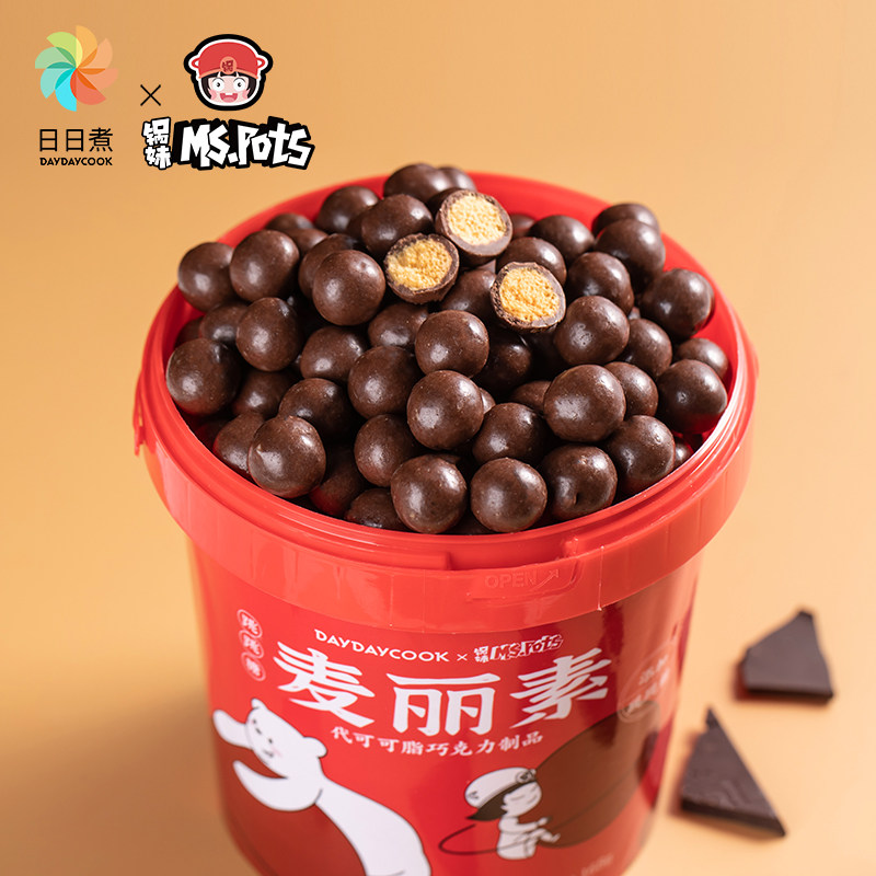 日日煮跳跳糖麦丽素桶装(代可可脂) daydaycook巧克力制品