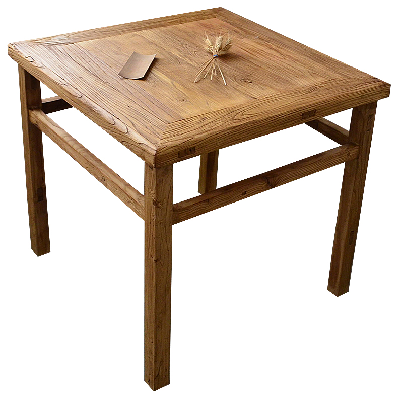 老榆木八仙桌家用老门板餐桌正方形复古怀旧风化民俗书桌吧台茶桌