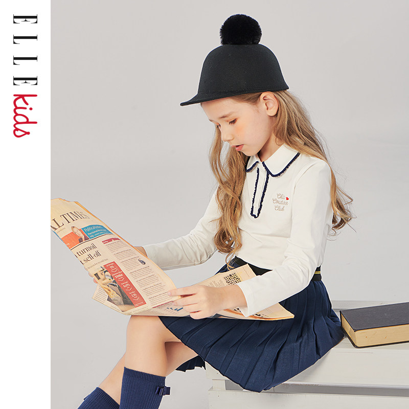elle kids童装女童长袖秋装polo衫 ellekidsT恤