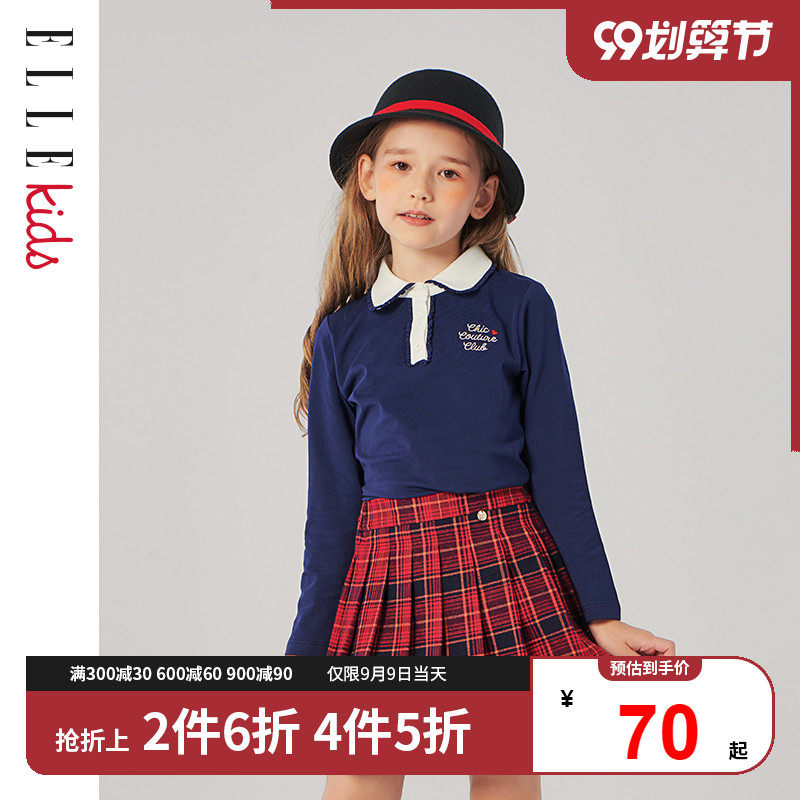 elle kids童装女童长袖秋装polo衫 ellekidsT恤