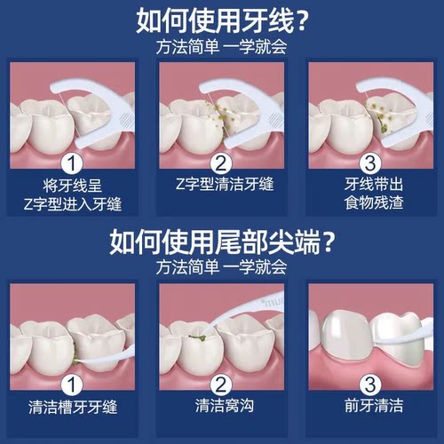 小鹿妈妈力学牙线100支装*1袋拉链款家庭装剔牙线棒随身便携牙签 - 图0