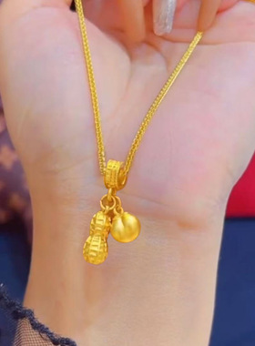 戒指圈黑绳好柿花生项链气质古法吊坠女士时尚轻奢锁骨链柿柿如意