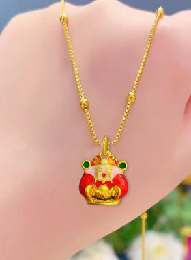 笑眯眯财神爷项链铜肖邦链女招财