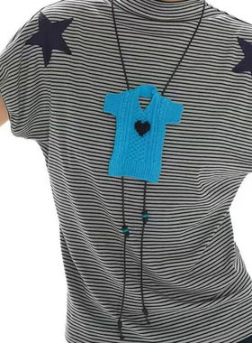 “它有一颗心”手工毛衣挂绳项链 趣味串珠长款吊坠链 搭配利器