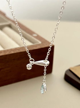 「海盐汽水」蓝钻项链2024新款小众设计高级感气质清冷感锁骨链