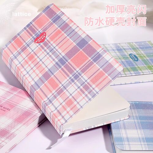 桃气乌龙格纹手帐本学生日程本计划本便携记事本复古风格ins风女 - 图2