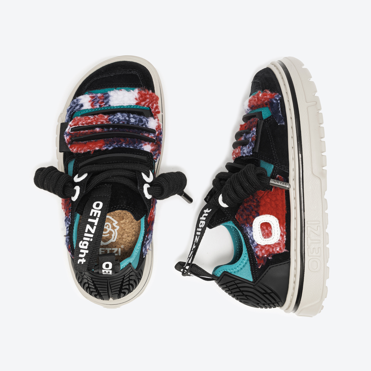 OETZI休闲女鞋秋冬超轻厚底时尚百搭低帮翻毛皮保暖毛呢板鞋丑萌 - 图1