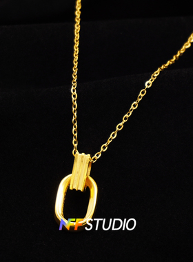 NFF双环吊坠项链男款素链