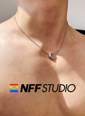 NFF光面月亮钛钢冷淡小众潮项链
