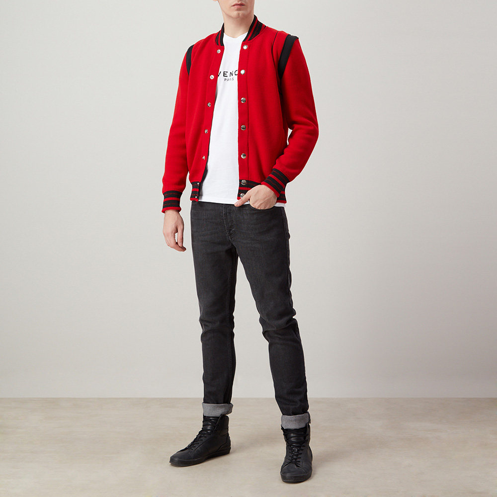 givenchy /纪梵希红黑拼色绵羊毛 天猫奢品直营夹克