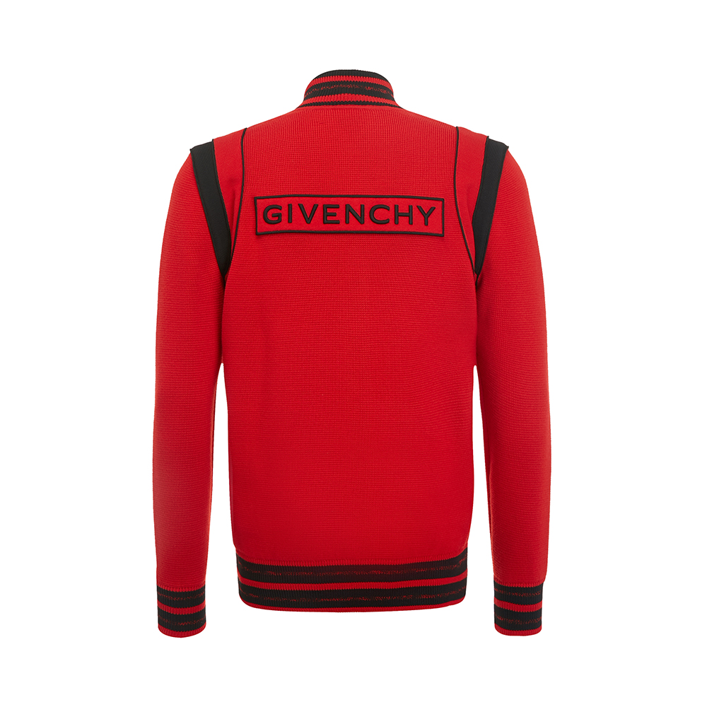 givenchy /纪梵希红黑拼色绵羊毛 天猫奢品直营夹克