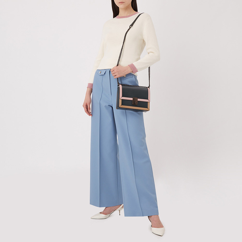 coach /蔻驰黑色牛皮旋扣单肩包 天猫奢品直营女士包袋