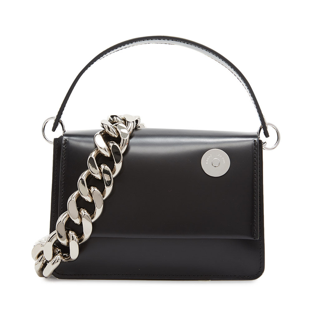 kara(箱包)黑色牛皮磁扣翻盖单肩包 魅力惠买手折扣直营女士包袋